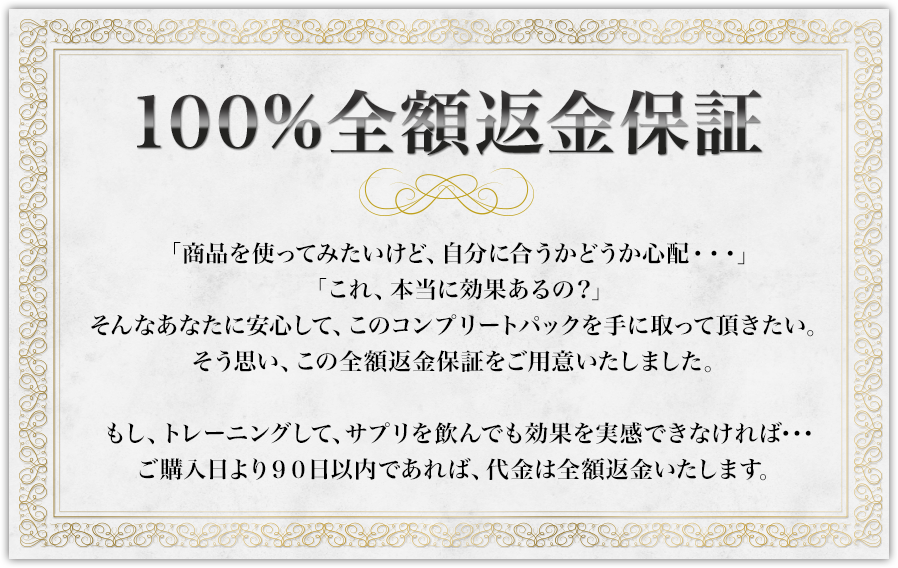 100%全額返金保証